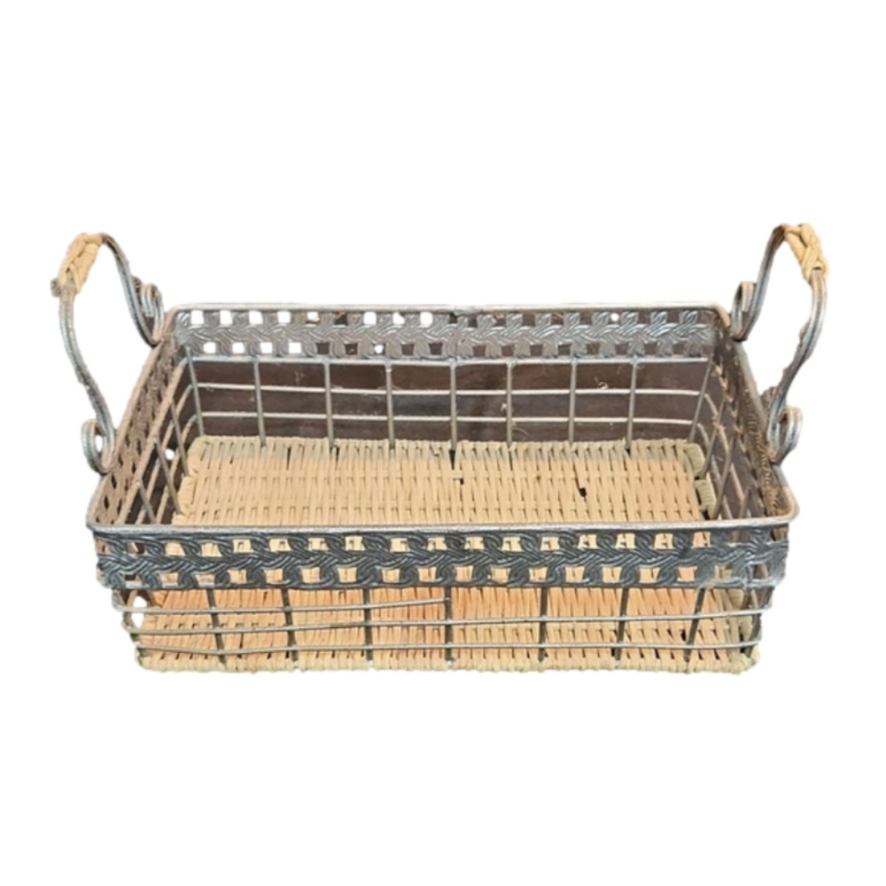 Wicker and Metal Basket